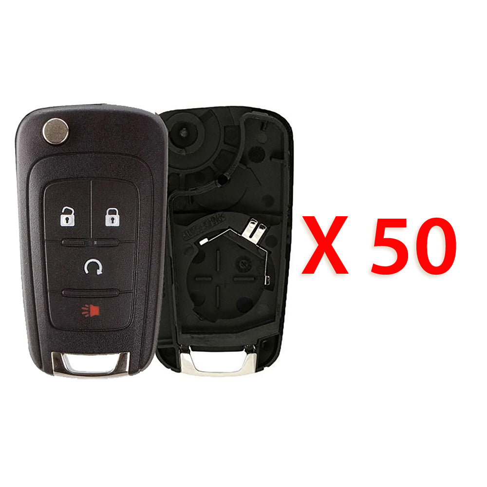 2013 - 2016 Buick Chevrolet Remote Flip Key Shell 4B W/ Remote Start for FCC# AVL-B01T1AC (50 Pack)