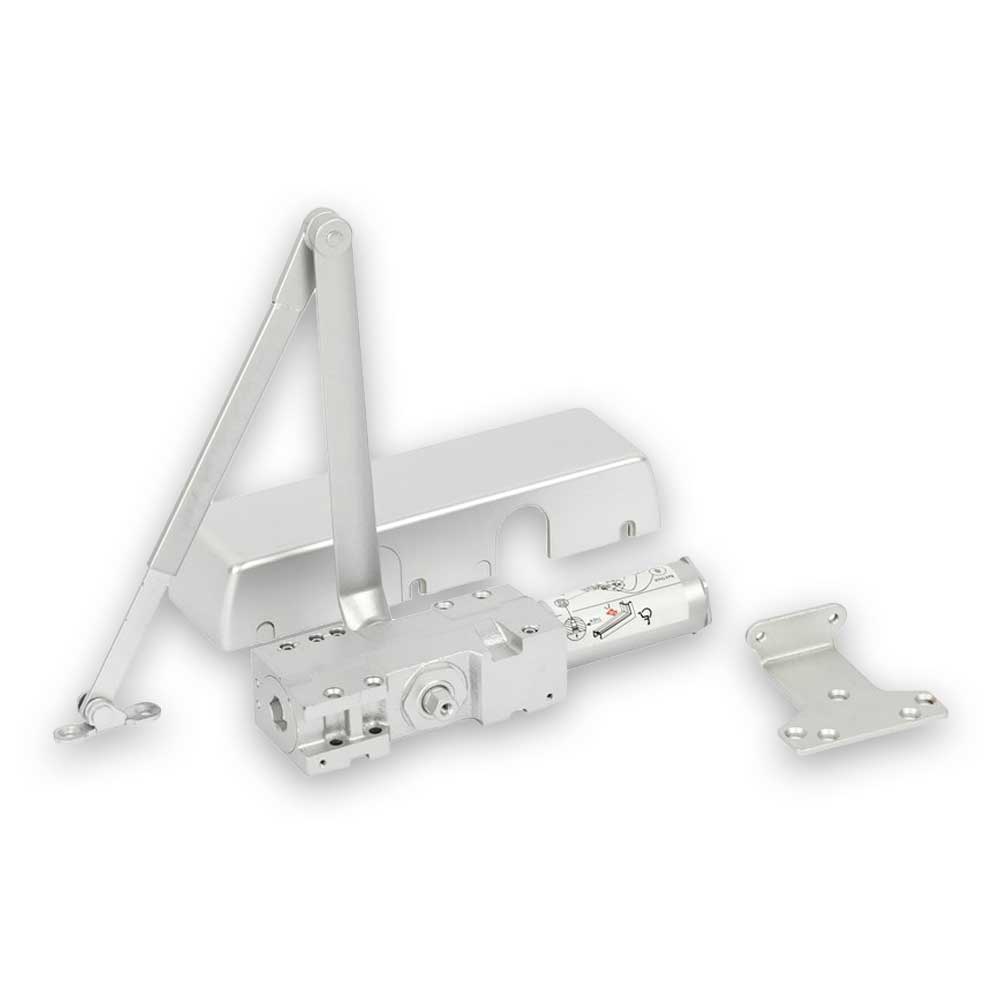 GAAB G404-RA-16-BC-GRY Door Closer Heavy Duty Adjustable Arm Plastic Cover Satin Stainless Fire Rated - Grade 1