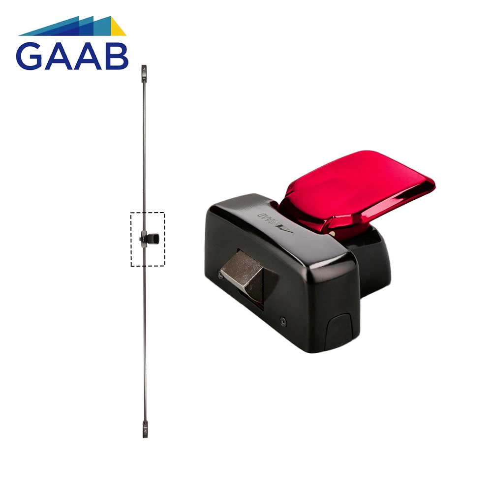 GAAB G242-BKR-Z Emergency Touch Push Pad Exit Device Single Doors - Black & Red