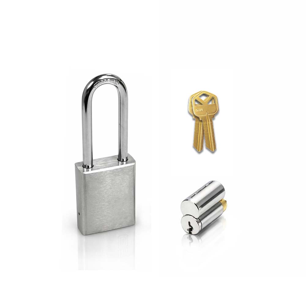 GMS P175 Standard Padlock w/ Rekeyable Cylinder - 1-3/4 Body - 2 Shackle Length - Kwikset - KW1 Keyway - US26D Satin Chrome - OB Keying