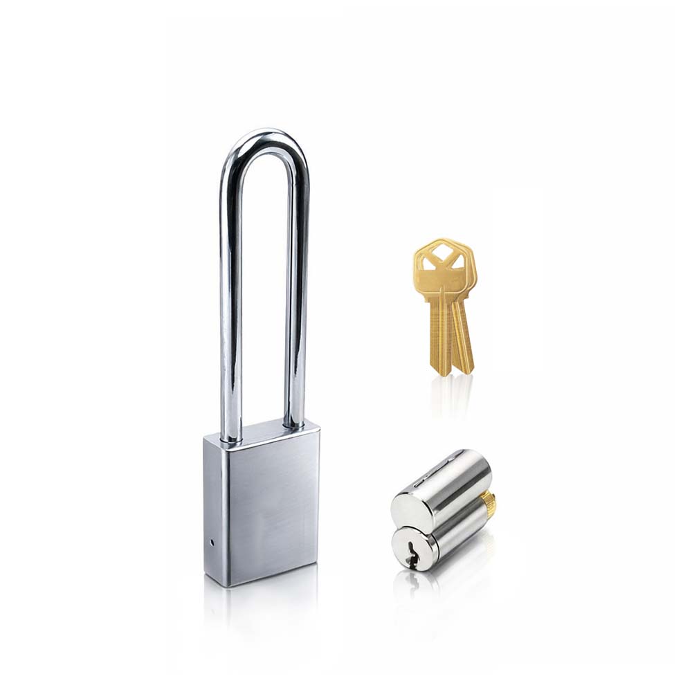 GMS P175 Standard Padlock w/ Rekeyable Cylinder - 1-3/4 Body - 4 Shackle Length - Kwikset - KW1 Keyway - US26D Satin Chrome - OB Keying