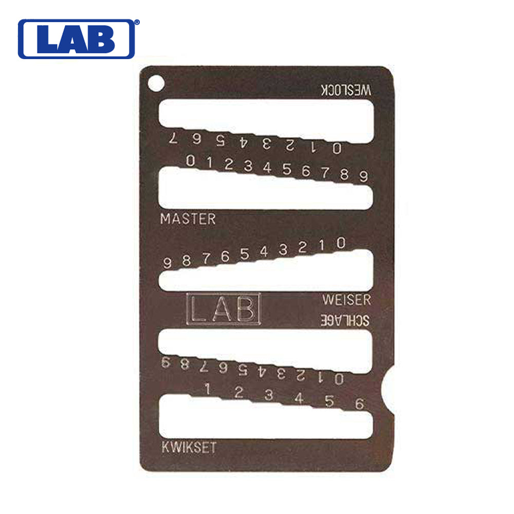 LAB - LKG001 - 5 in 1 Key Gauge / Decoder - Weslock - Master - Weiser - Schlage - Kwikset - Discontinued