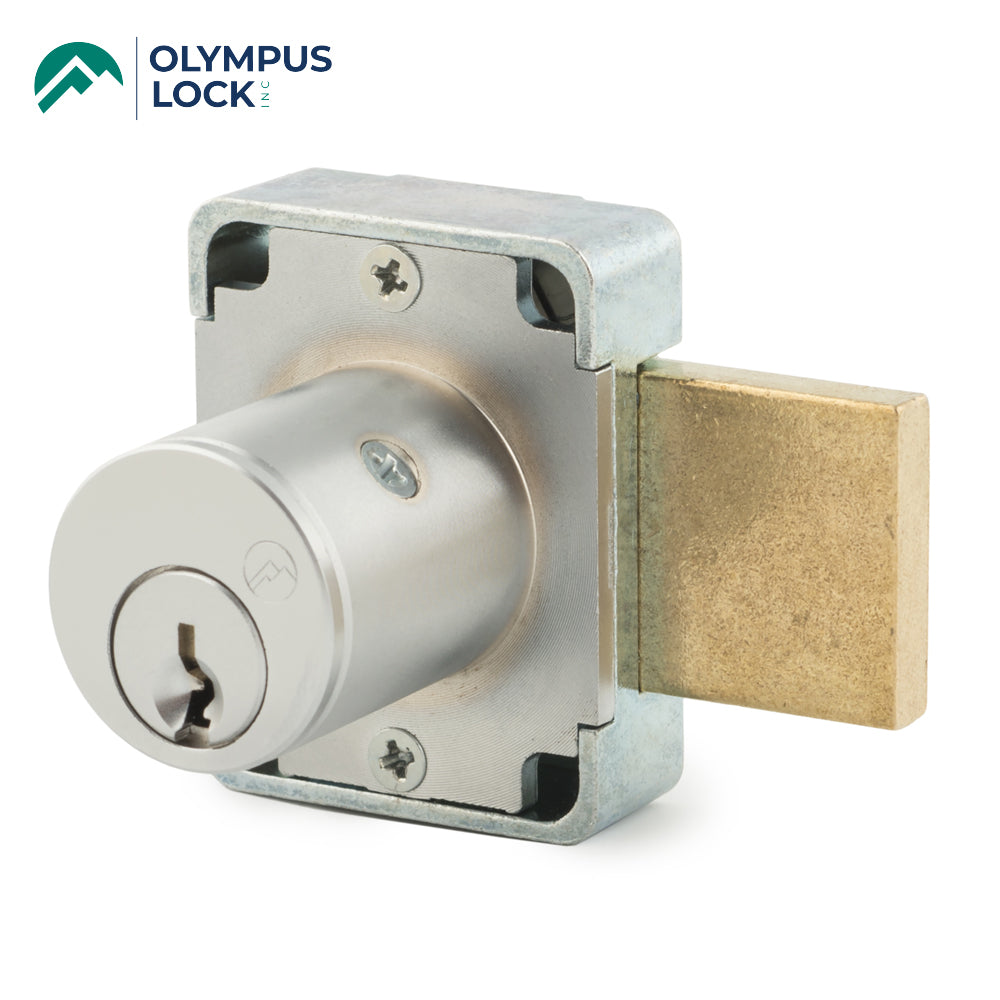 OLYMPUS LOCK - 100DR - Cabinet Door Deadbolt Lock - N Series National - 26D - Satin Chrome - KA 107 - Grade 1