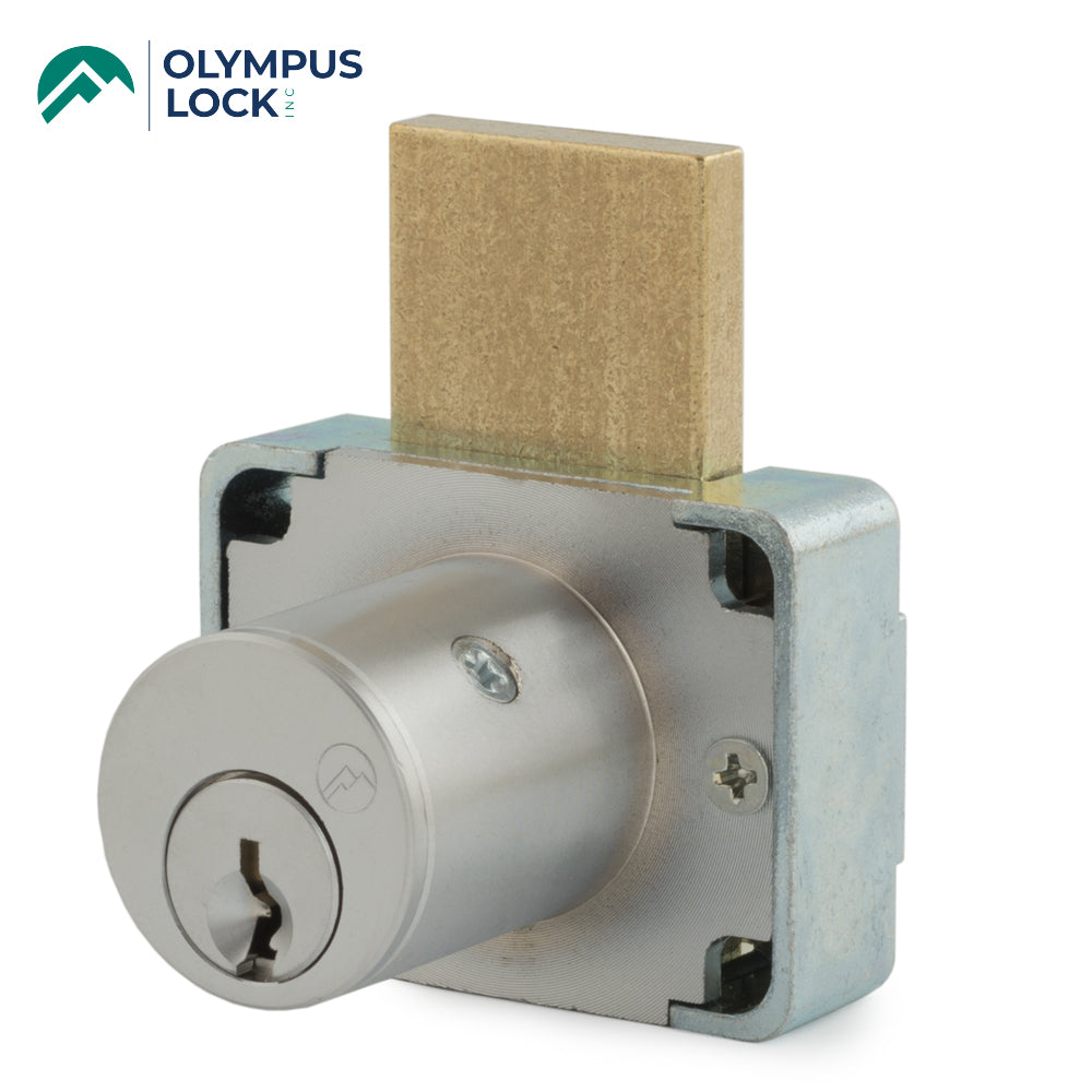 OLYMPUS LOCK - 200DW - Cabinet Drawer Deadbolt Lock - N Series National - 26D - Satin Chrome - 15/16"- KA 107 - Grade 1