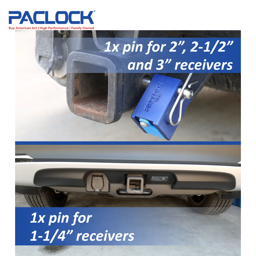 PACLOCK KT-UCS-80A-125-250 Series Locking Hitch Pin Kit for 1-1/4" and 2", 2.5", 3" Receivers