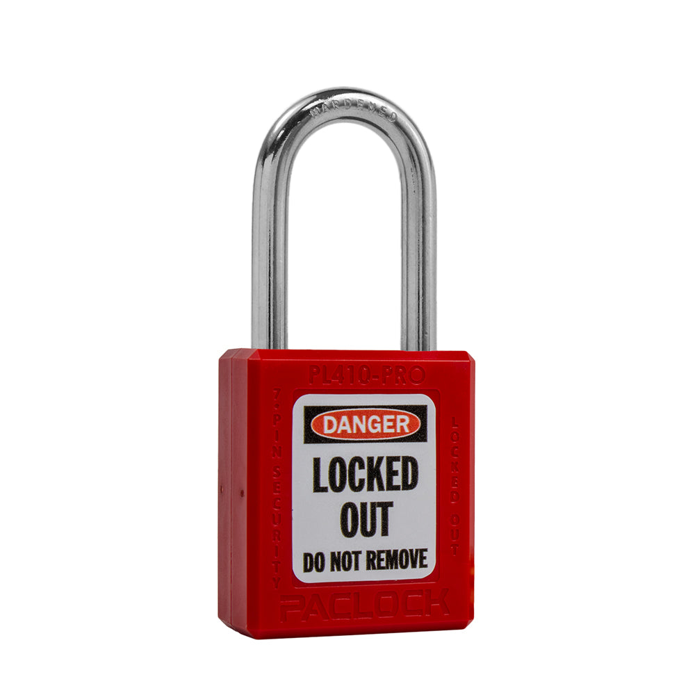 PACLOCK PL410-PRO Series Thermoplastic 7-Pin Lock - Tag Out Padlock with Shackle Spread 3/4" and Keyways PR1