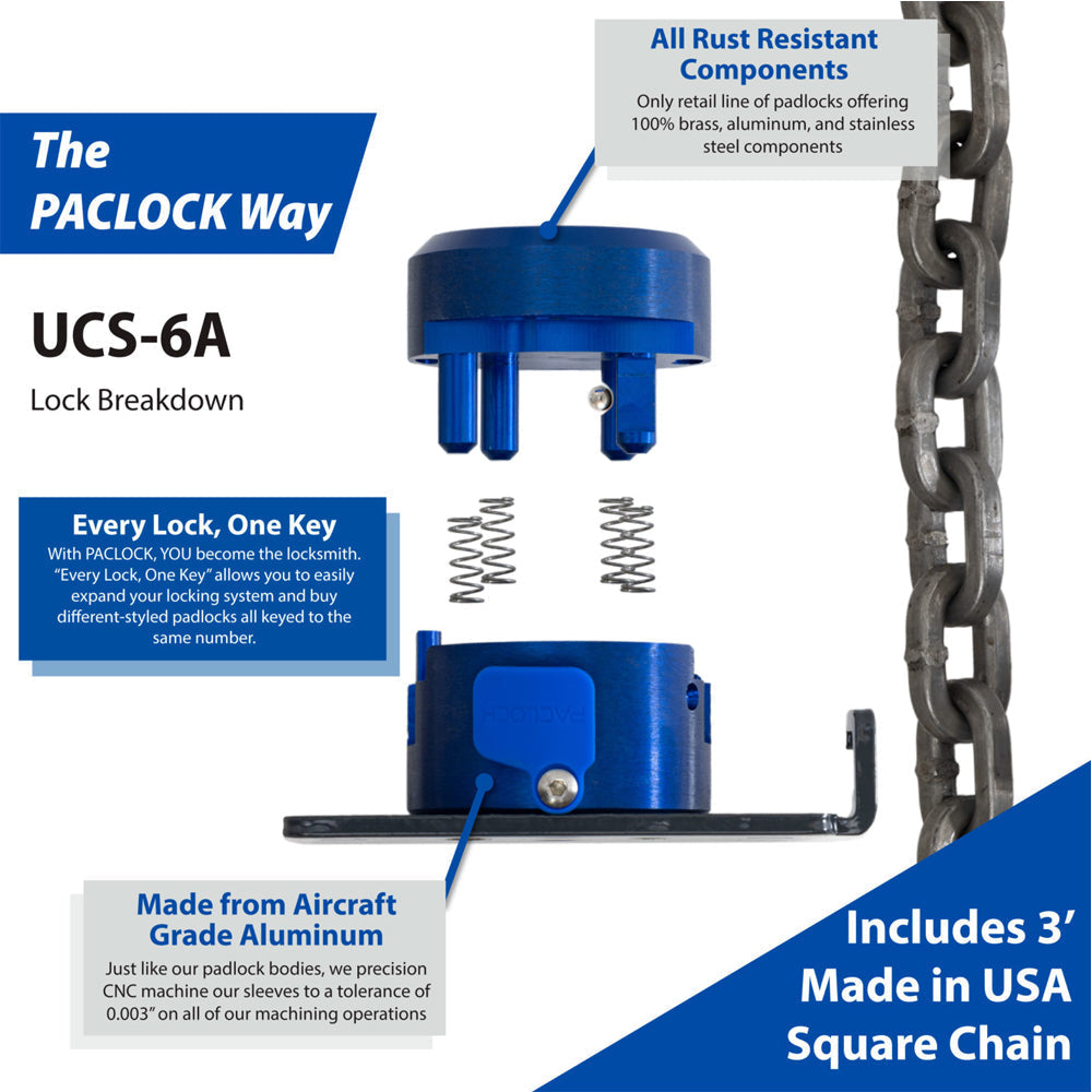 PACLOCK UCS-6A Series Aluminum Chain Locking System for 8mm Chain