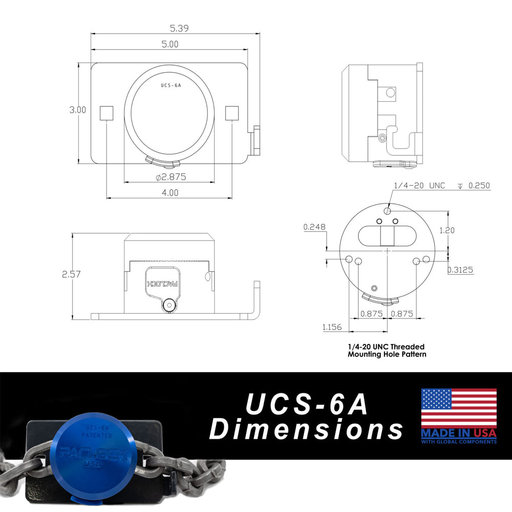 PACLOCK UCS-6A Series Aluminum Chain Locking System for 8mm Chain
