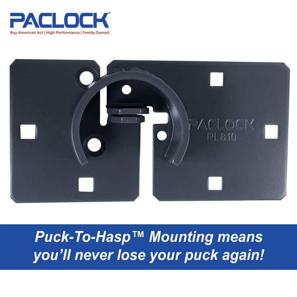 PACLOCK UCS-7A/810 Series Hidden-Shackle Aluminum Flat Back Hockey-Puck and Hasp Combo Kit