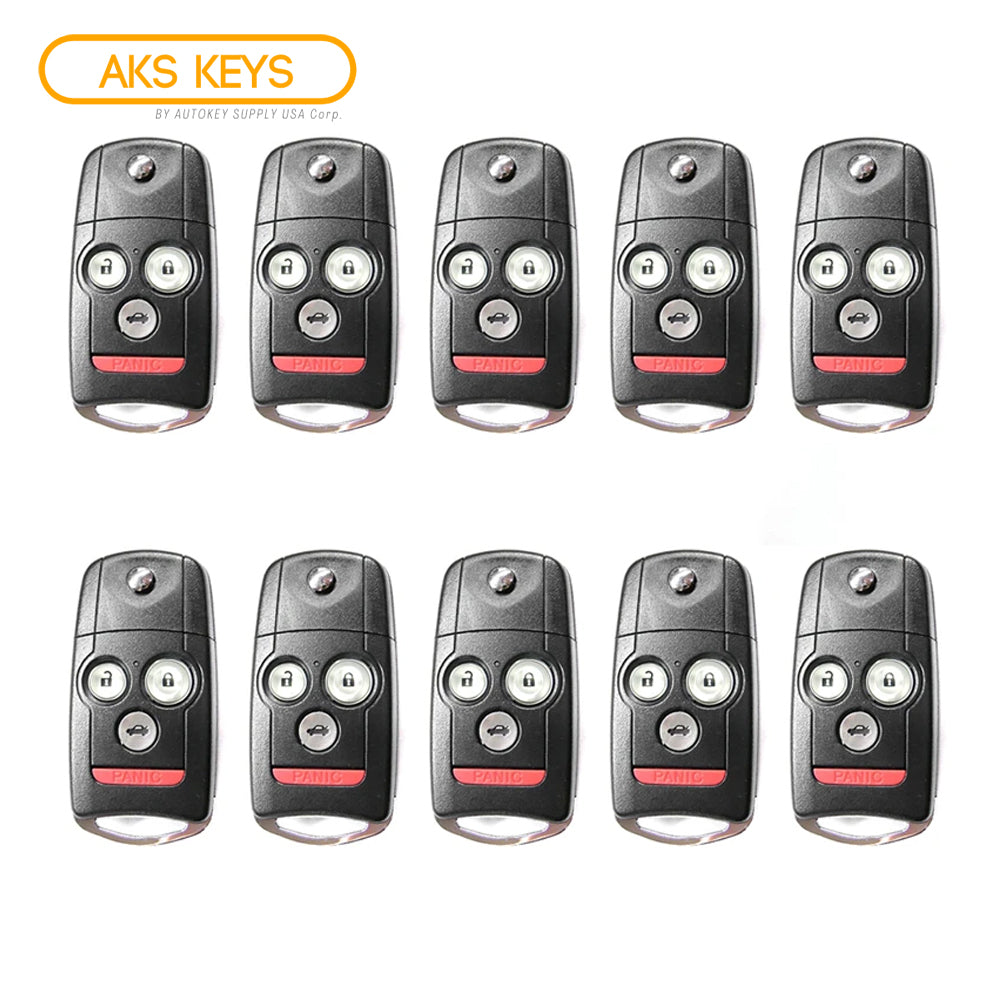 2009 - 2014 Acura TSX TL Flip Key Fob 4B FCC# MLBHLIK-1T - 72147-TK4-A01/ 72147-TK4-A11 - Aftermarket (10 Pack)
