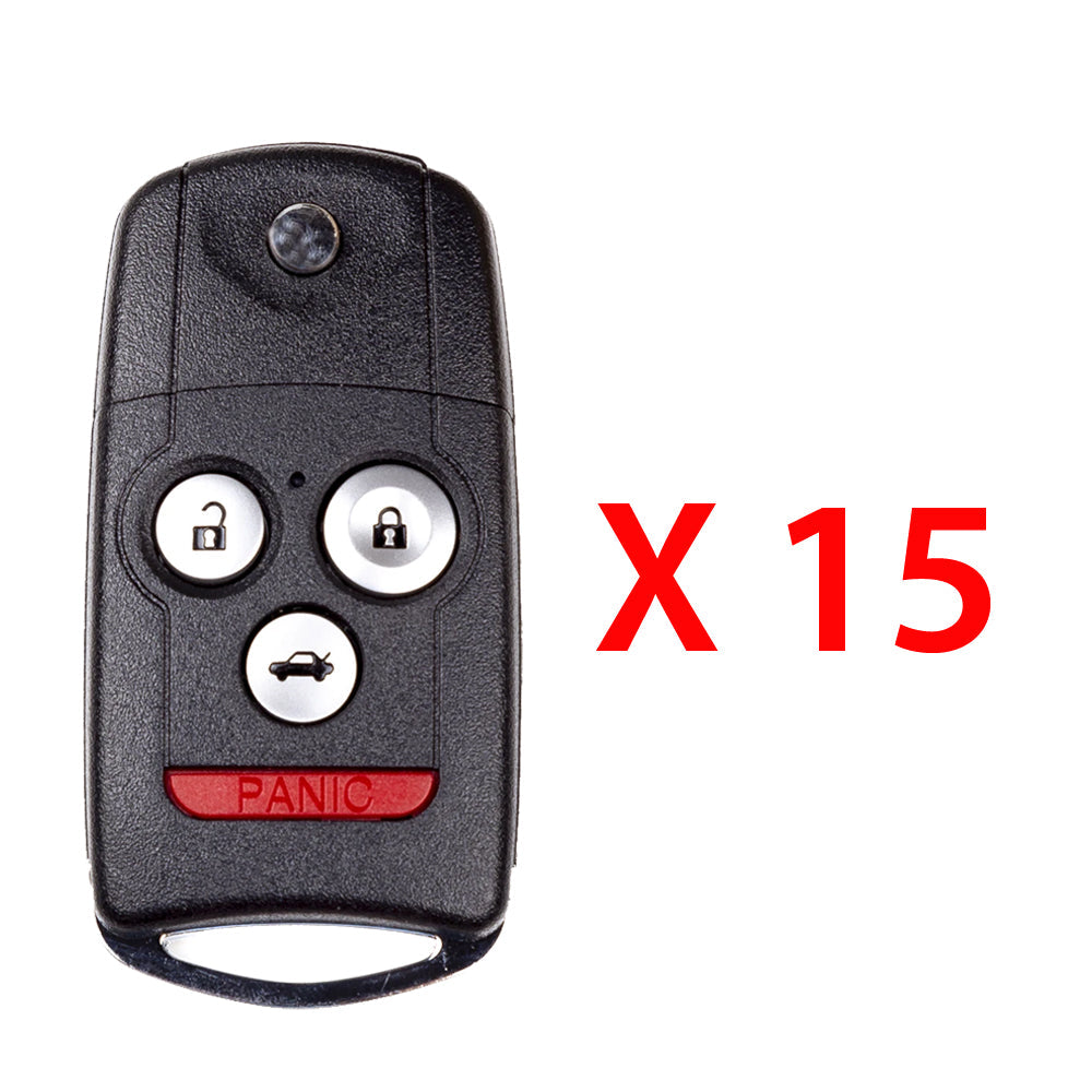 2007 - 2013 Acura MDX Flip Key Fob 4B W/ Hatch FCC# N5F0602A1A - 35111-STX-326 / 35111-STX-329 - Aftermarket (15 Pack)