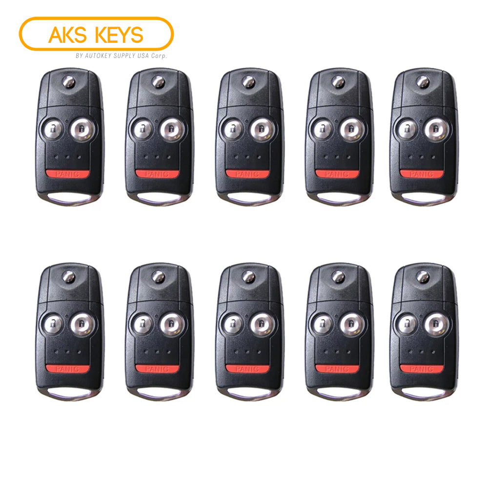 2007 - 2013 Acura MDX RDX Flip Key Fob 3B FCC# N5F0602A1A - 35111-STX-325 / 35111-STX-327 (10 Pack)