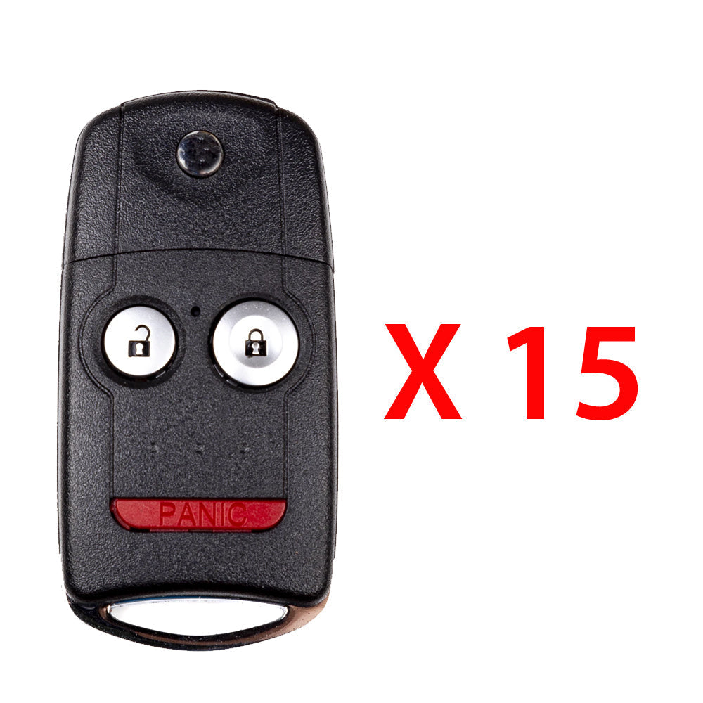 2007 - 2013 Acura MDX RDX Flip Key Fob 3B FCC# N5F0602A1A - 35111-STX-325 / 35111-STX-327 (15 Pack)