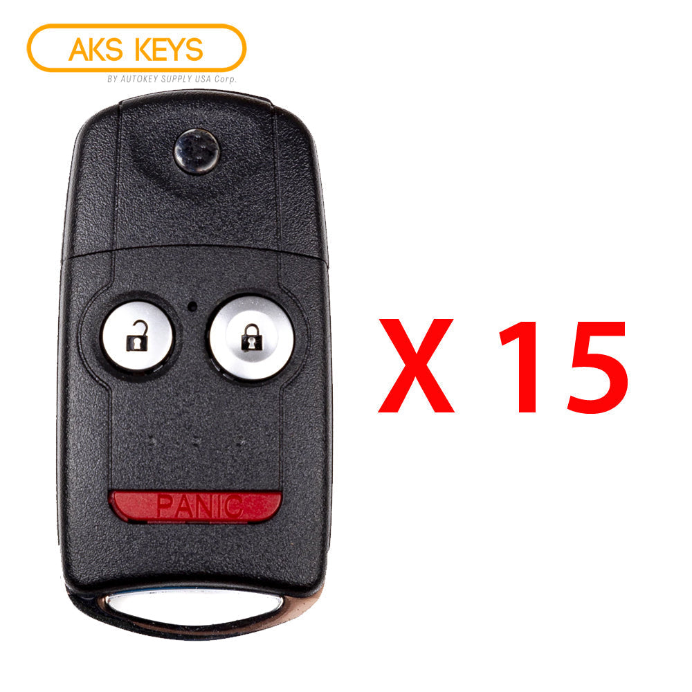 2007 - 2013 Acura MDX RDX Flip Key Fob 3B FCC# N5F0602A1A - 35111-STX-325 / 35111-STX-327 (15 Pack)
