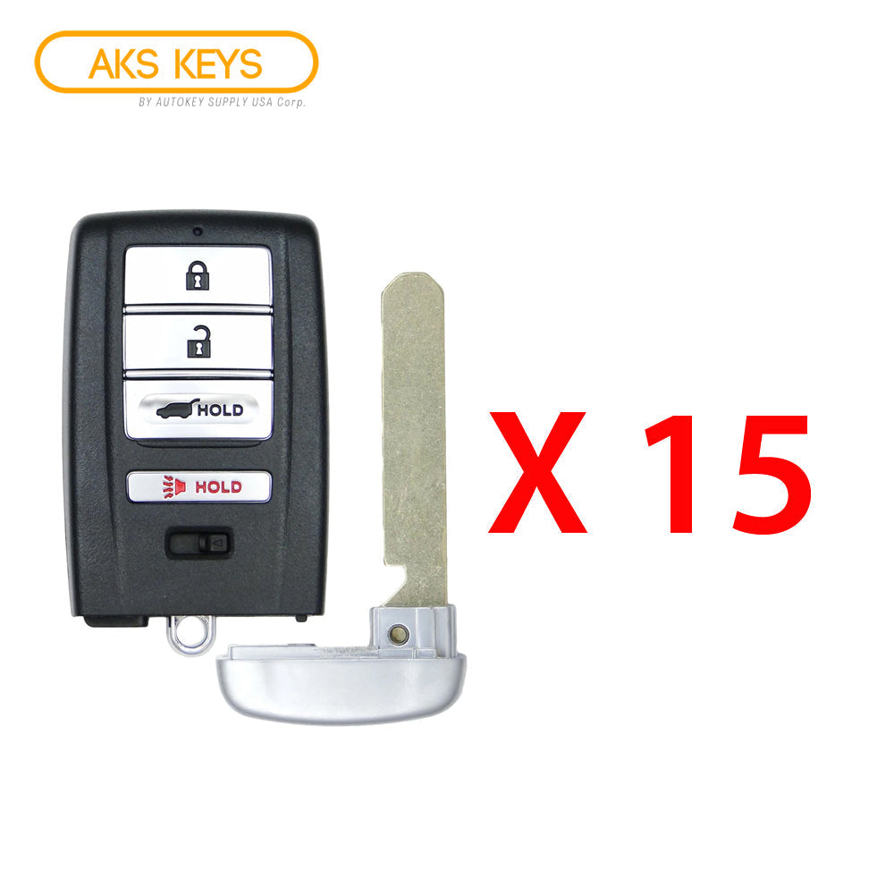 2014 - 2020 Acura MDX RDX Smart Key 4B W/ Hatch Fob FCC# KR5V1X - 72147-TZ5-A01 / 72147-TZ5-A11 - Aftermarket (15 Pack)