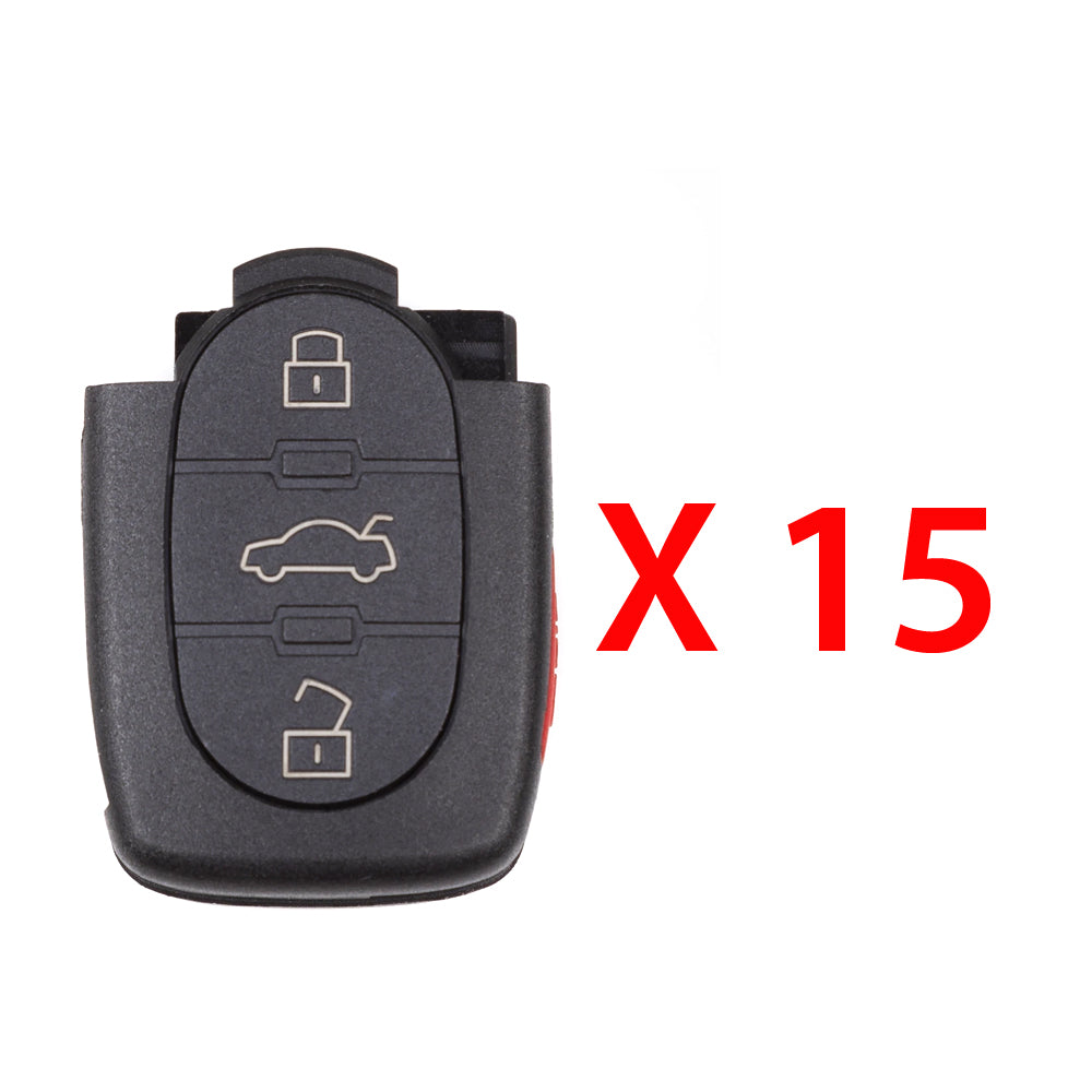 AKS KEYS Aftermarket Remote Fob for Audi 1997 1998 1999 2000 2001 2002 2003 2004 2005 2006 4B Part # 4D0837231-P (15 Pack)