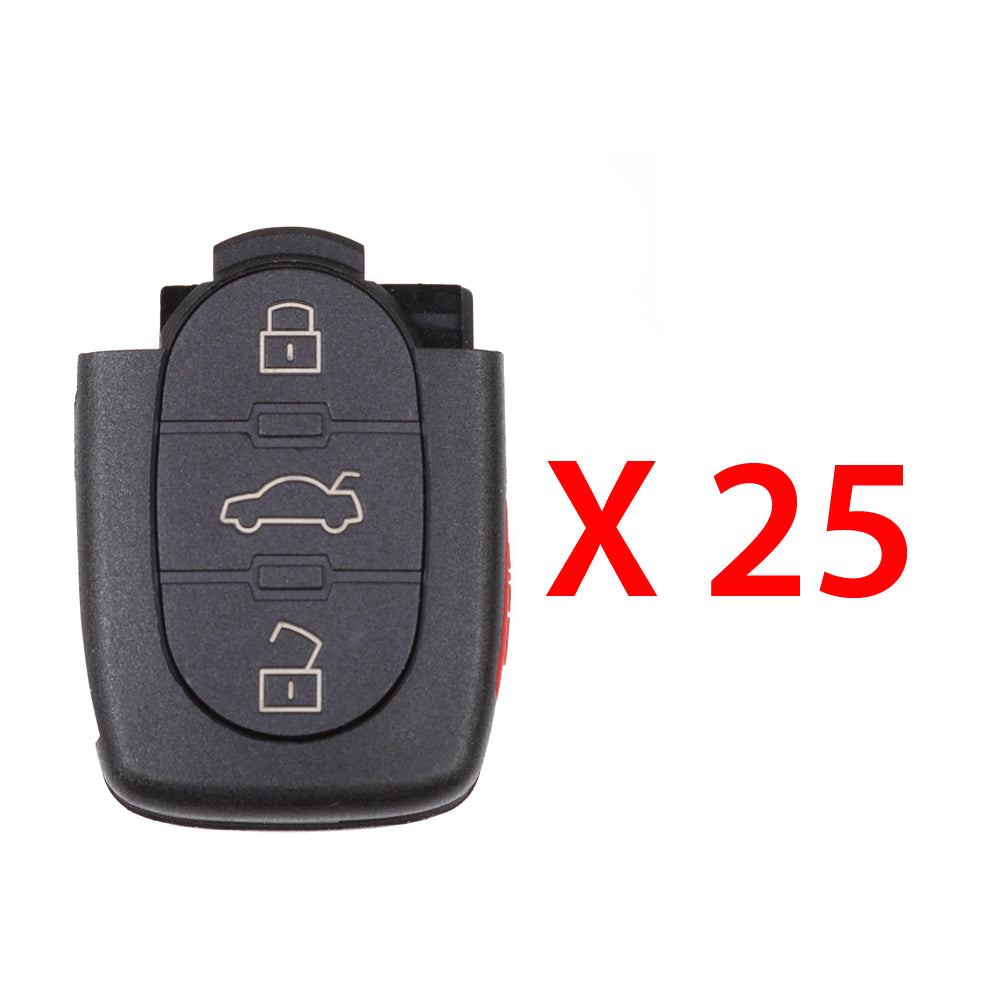 AKS KEYS Aftermarket Remote Fob for Audi 1997 1998 1999 2000 2001 2002 2003 2004 2005 2006 4B Part # 4D0837231-P (25 Pack)