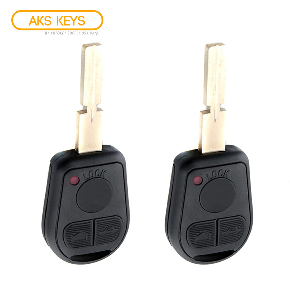 AKS KEYS Aftermarket Remote Key Fob for BMW 2000 2001 2002 2003 3B FCC# LX8 FZV (2 Pack)