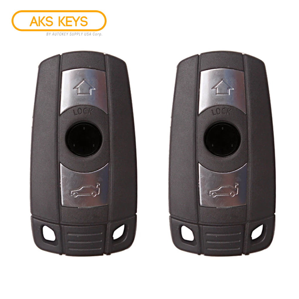 AKS KEYS Aftermarket Smart Key Fob CAS Slot for BMW 3 5 6 Series 2006 2007 2008 2009 2010 2011 2012 3B FCC# KR55WK49127/ 49123/ 49186 315 (2 Pack)