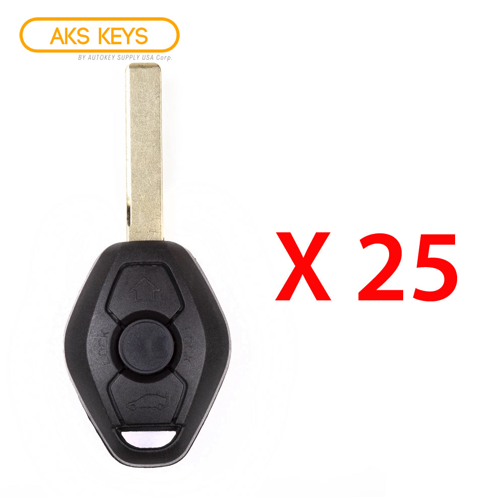 AKS KEYS Aftermarket Remote Key Fob 2 track CAS System PCF7942 for BMW 3 5 6 M Series 2004 2005 2006 2007 3B FCC# LX8FZV (25 Pack)