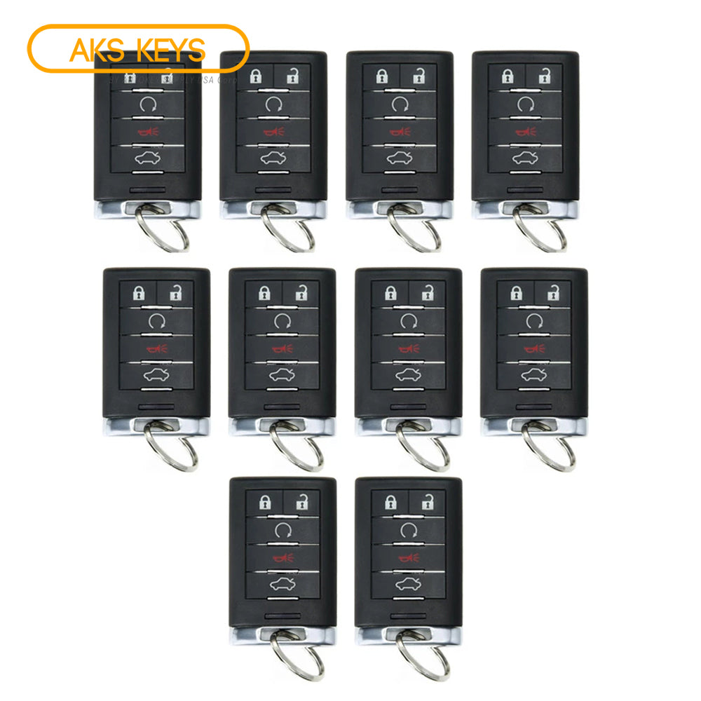 AKS KEYS Aftermarket Smart Remote Key Fob for Cadillac CTS STS 2008 2009 2010 2011 2012 2013 2014 5B FCC# M3N5WY7777A (10 Pack)