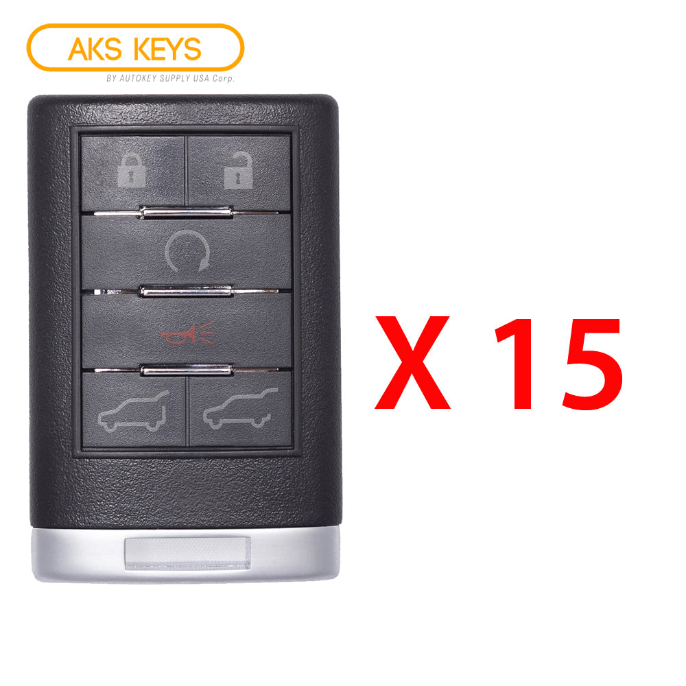 AKS KEYS Aftermarket Remote Fob for Cadillac Escalade 2007 2008 2009 2010 2011 2012 2013 2014 6B FCC# OUC6000066 (15 Pack)