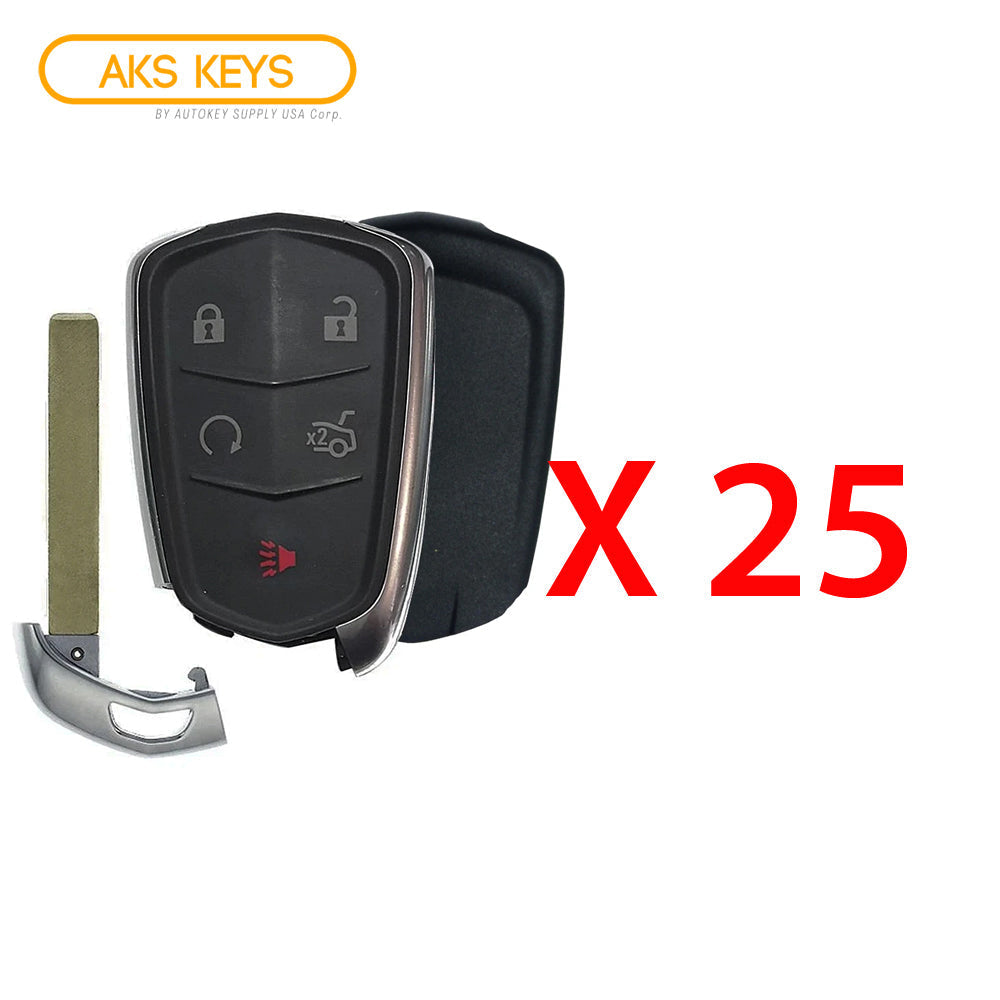 AKS KEYS Aftermarket Smart Remote Key Fob for Cadillac CT6 2017 2018 2019 2020 5B FCC# HYQ2EB (25 Pack)