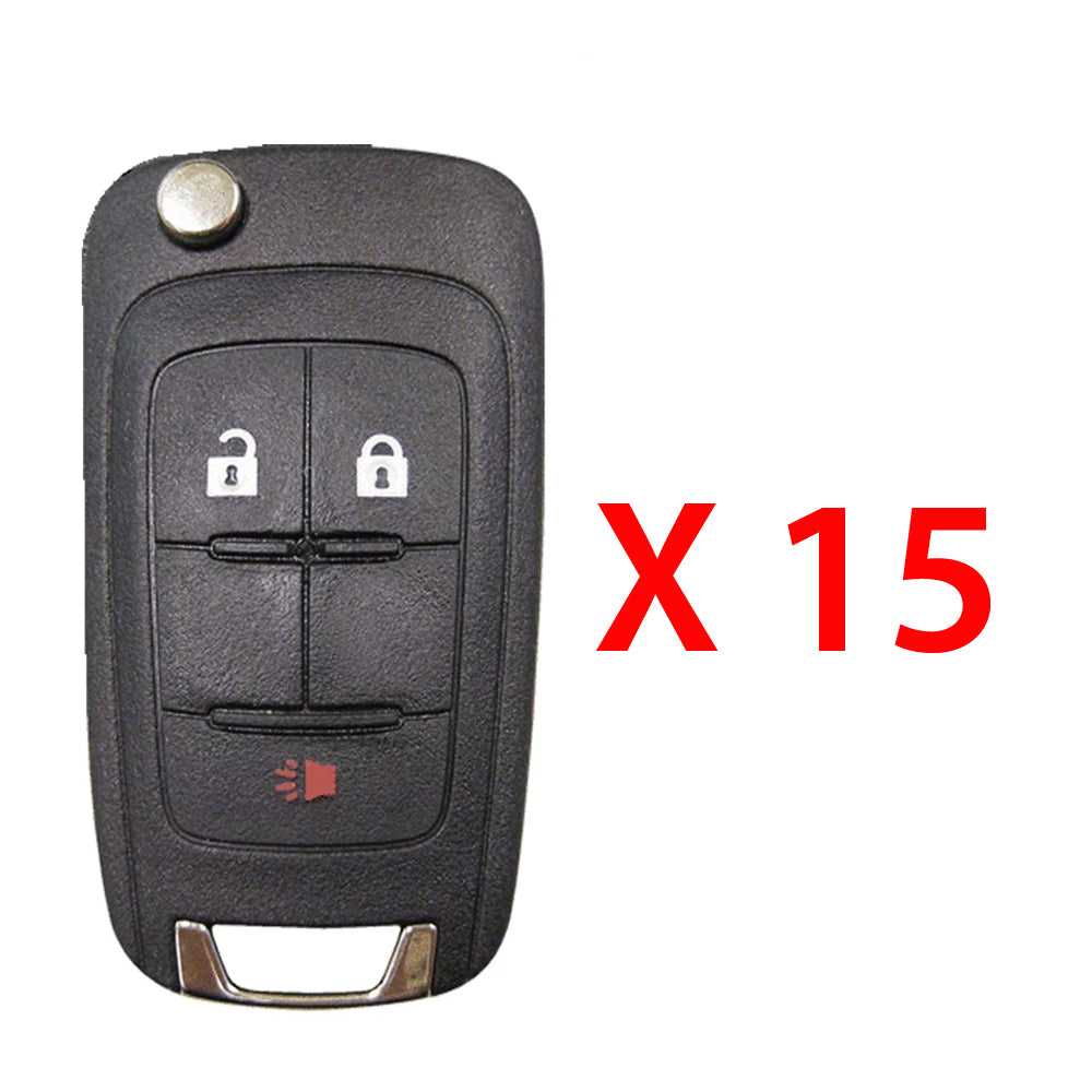 AKS KEYS Aftermarket Remote Flip Key Fob for Chevrolet 2010 2011 2012 2013 2014 2015 2016 2017 2018 3B FCC# OHT01060512 (15 Pack)