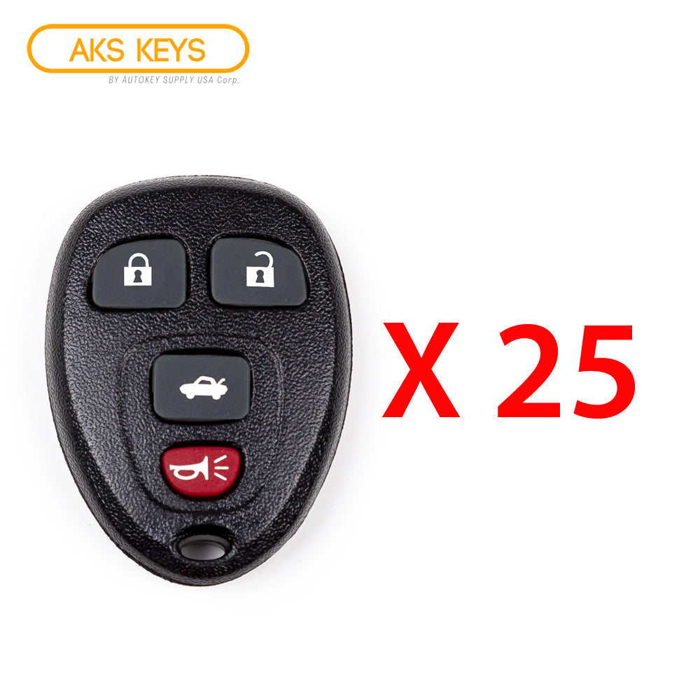 AKS KEYS Aftermarket Keyless Remote Fob for GM 2005 2006 2007 2008 2009 2010 2011 2012 4B FCC# KOBGT04A (25 Pack)