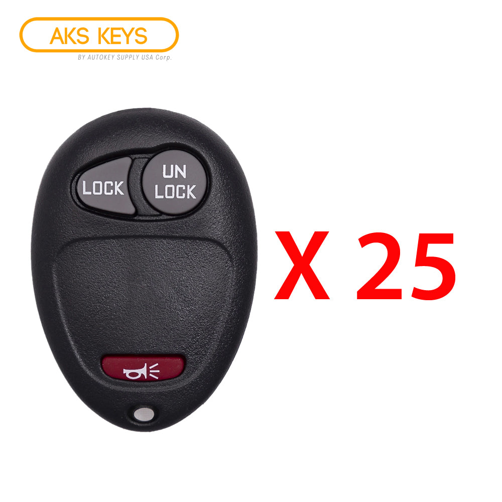AKS KEYS Aftermarket Keyless Remote Fob for GM 2001 2002 2003 2004 2005 2006 2007 2008 2009 2010 2011 3B FCC# L2C0007T (25 Pack)
