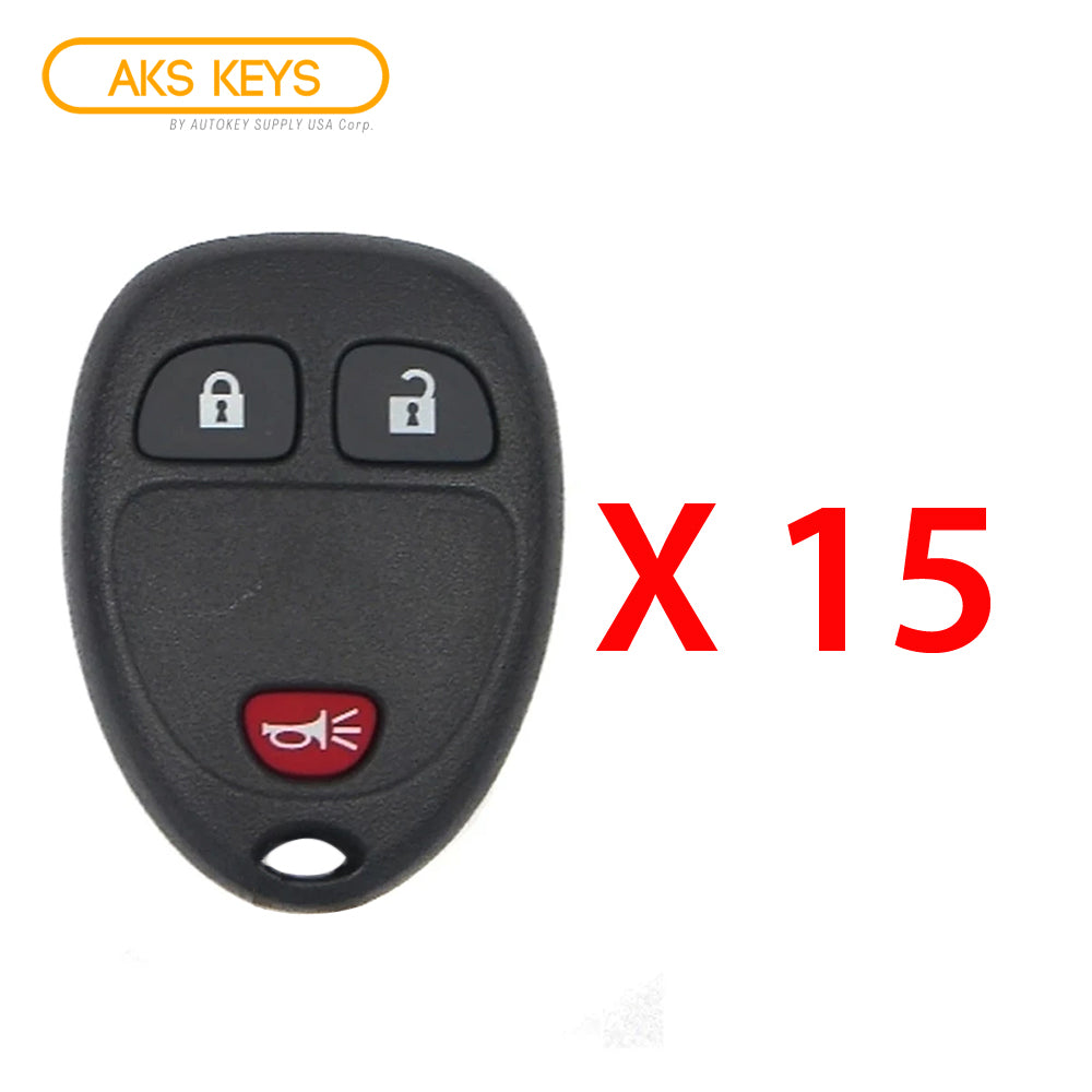 AKS KEYS Aftermarket Keyless Entry Remote Fob for GM 2006 2007 2008 2009 2010 2011 3B FCC# KOBGT04A/ 15777636 (15 Pack)