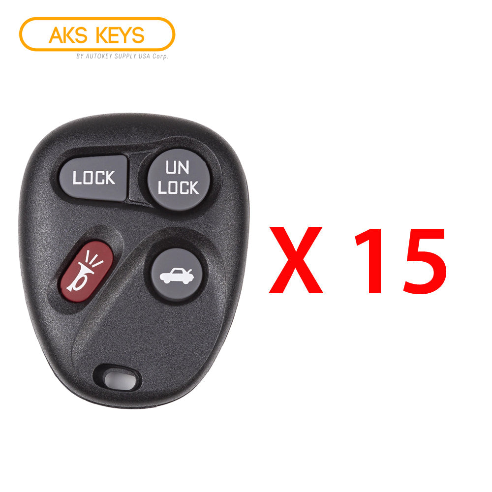 AKS KEYS Aftermarket Keyless Remote Fob for GM 2001 2002 2003 2004 2005 4B FCC# KOBLEAR1XT (15 Pack)