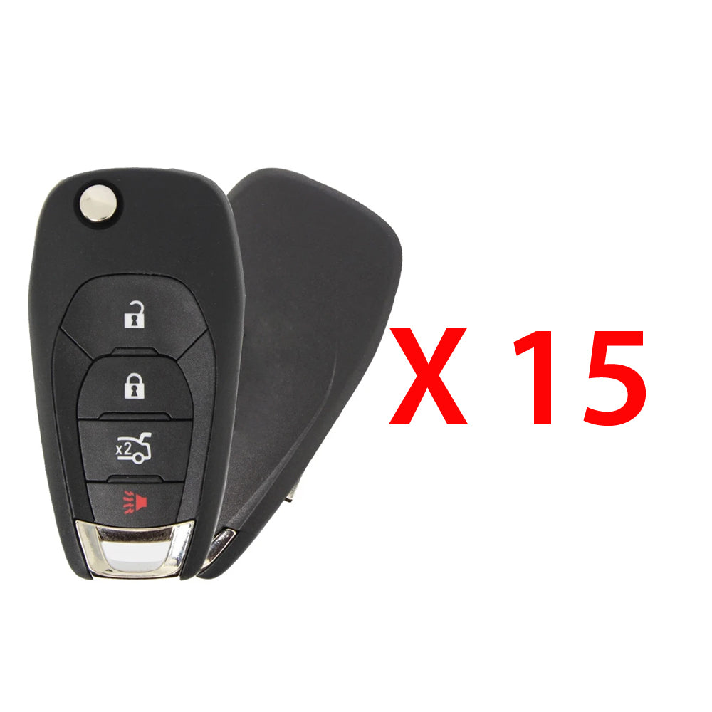 AKS KEYS Aftermarket Remote Flip Key Fob for Chevrolet Cruze 2016 2017 2018 2019 4B FCC# LXP-T004 -XL-8 (15 Pack)