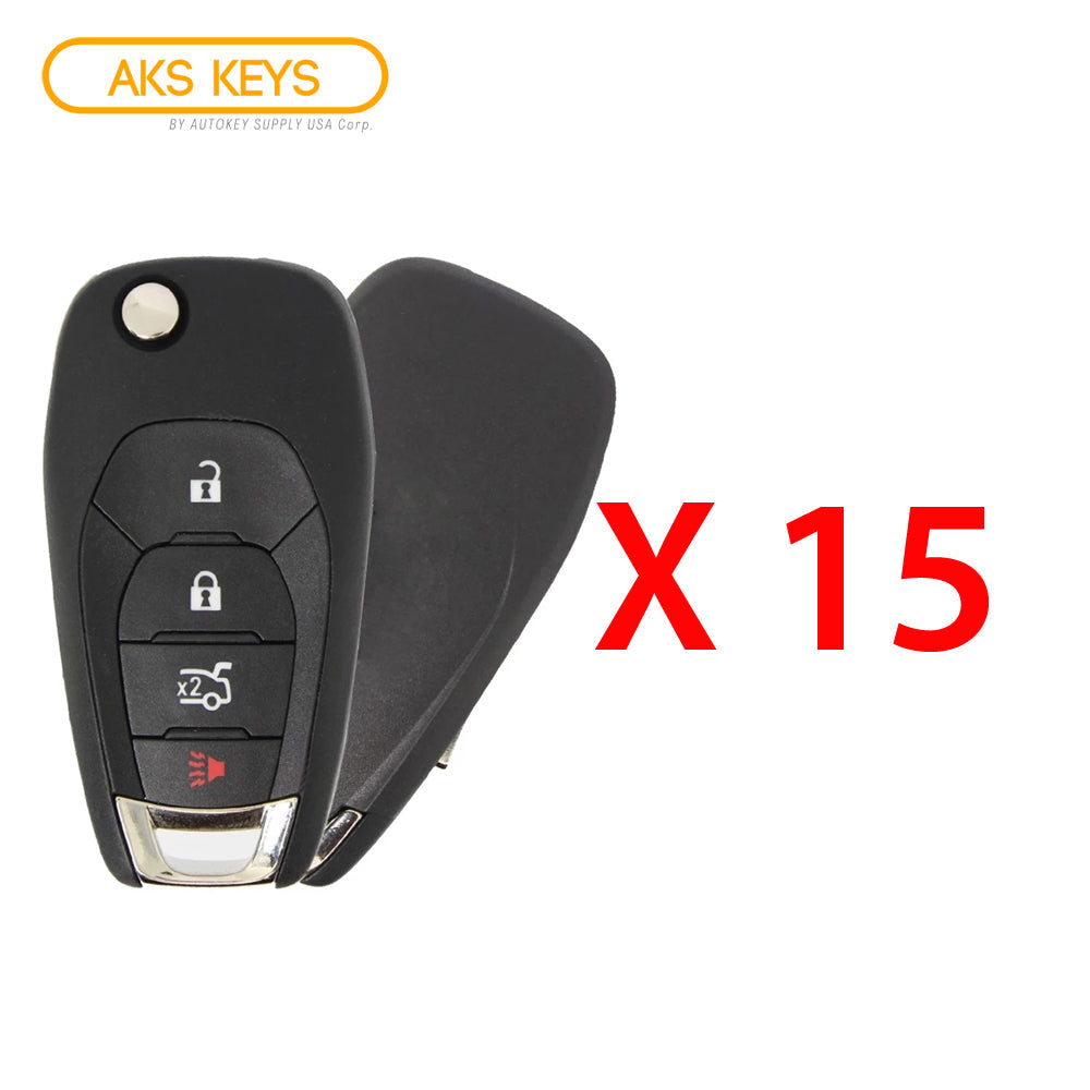 AKS KEYS Aftermarket Remote Flip Key Fob for Chevrolet Cruze 2016 2017 2018 2019 4B FCC# LXP-T004 -XL-8 (15 Pack)