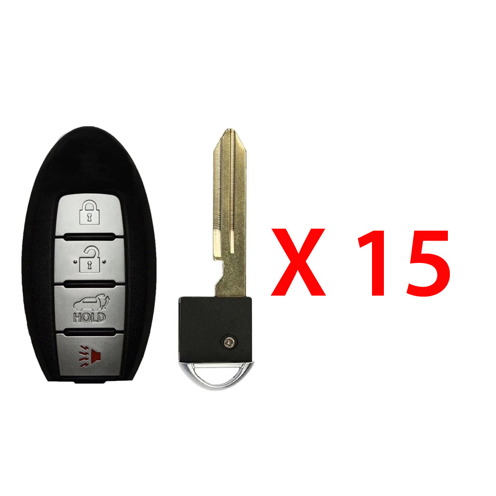 2013 - 2016 Infiniti JX35 QX60 Smart Key 4B W/ Hatch Fob FCC# KR5S180144014 - 285E3-3JA2A, 285E3-9NB4A (15 Pack)