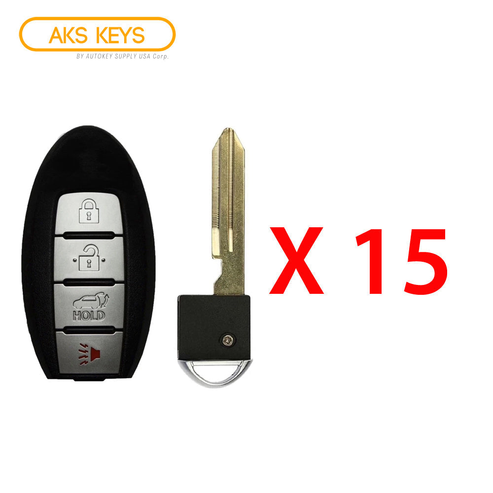 2013 - 2016 Infiniti JX35 QX60 Smart Key 4B W/ Hatch Fob FCC# KR5S180144014 - 285E3-3JA2A, 285E3-9NB4A (15 Pack)