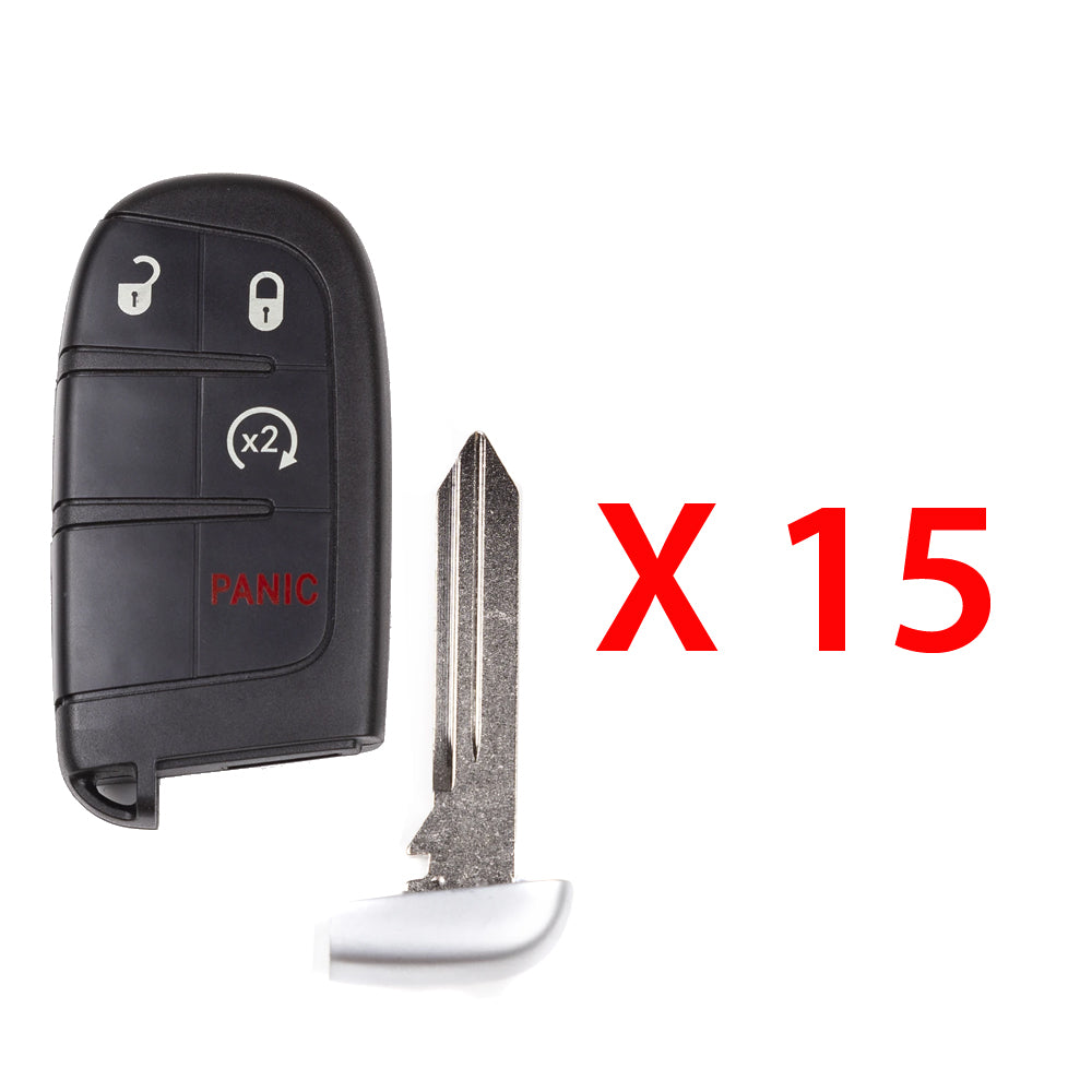 2014 - 2022 Jeep Grand Cherokee Smart Key 4B W/ Remote Start Fob FCC# M3N-40821302 (15 Pack)