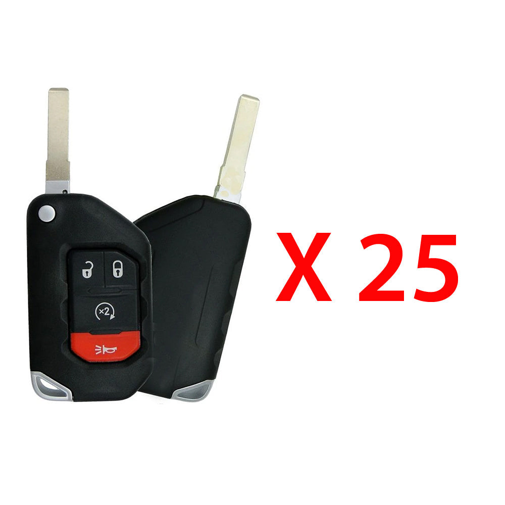 2018 - 2024 Jeep Smart Flip Key Fob 4B W/ Remote Start FCC# OHT1130261 (25 Pack)