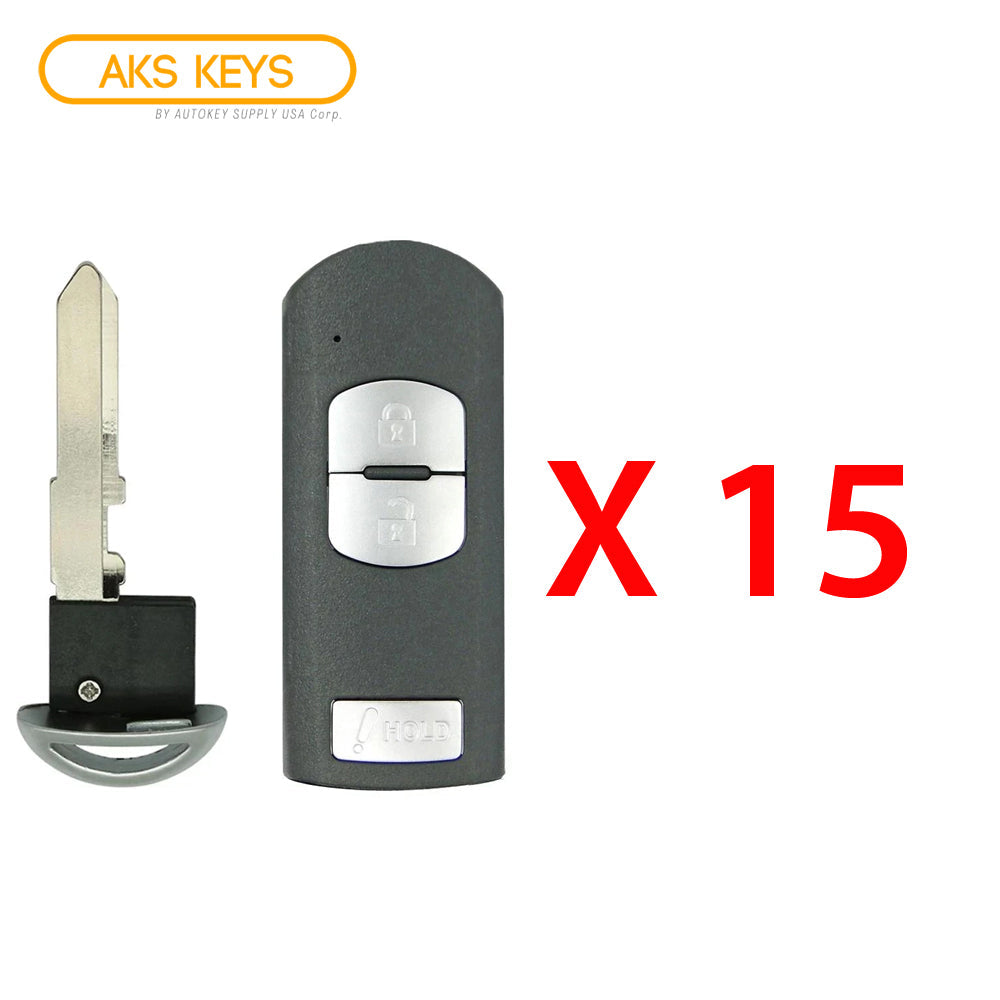 2012 - 2020 Mazda Smart Key 3B Fob FCC# WAZSKE13D02 - KD33-67-5RY - Aftermarket (15 Pack)