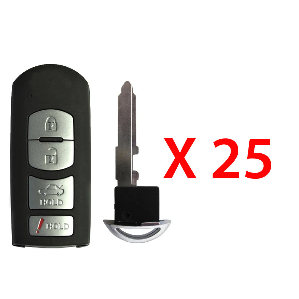 2014 - 2020 Mazda Toyota Smart Key Shell Case 4 Buttons (25 Pack)