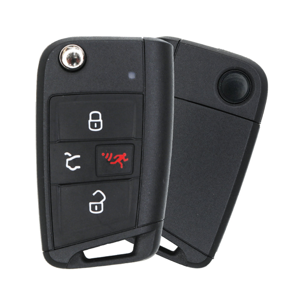 Remote Flip Key Fob W/Comfort Access Compatible with Volkswagen 2018 2019 2020 4B FCC# NBGFS125C1 - HU162-T