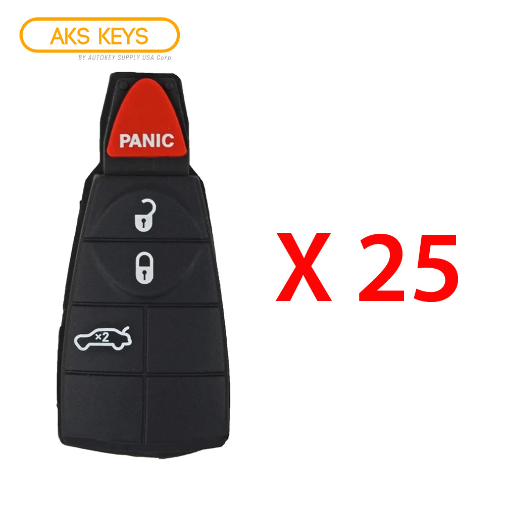 2008 - 2012 New Remote Fobik Key Keyless Fob Rubber Pad Buttons For Dodge & Chrysler / 4B (25 Pack)