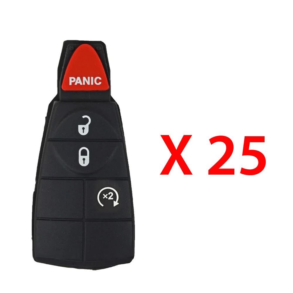 2008 - 2013 New Remote Fobik Key Keyless Fob Rubber Pad Buttons For Dodge Chrysler & Jeep / 4B (25 Pack)
