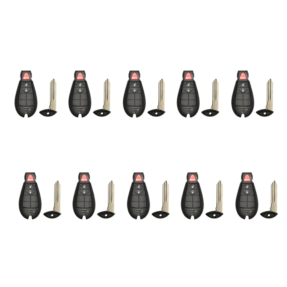 2008 - 2020 Chrysler Dodge Jeep Remote Fobik Key Shell Case 3 Buttons for FCC# IYZ-C01C (10 Pack)