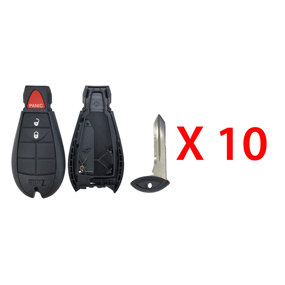2008 - 2020 Chrysler Dodge Jeep Remote Fobik Key Shell Case 3 Buttons for FCC# IYZ-C01C (10 Pack)
