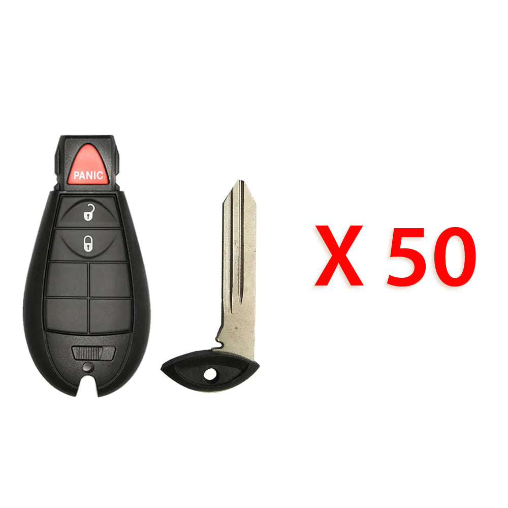 2008 - 2020 Chrysler Dodge Jeep Remote Fobik Key Shell Case 3 Buttons for FCC# IYZ-C01C (50 Pack)