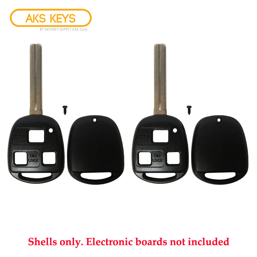 1997 - 2001 Lexus Key Fob Shell 3B - LXP90 (Long Blade) - Black (2 Pack)