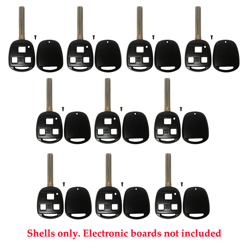 1997 - 2001 Lexus Key Fob Shell 3B - LXP90 (Long Blade) - Black (10 Pack)