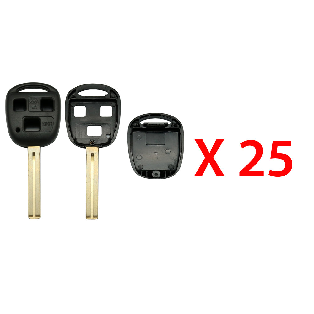 1997 - 2001 Lexus Key Fob Shell 3B - LXP90 (Long Blade) - Black (25 Pack)