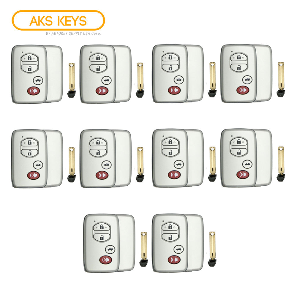 2007 - 2016 Toyota Smart Key Silver Shell 4B with FCC# HYQ14AAB/ HYQ14AEM/ HYQ14ACX (10 Pack)
